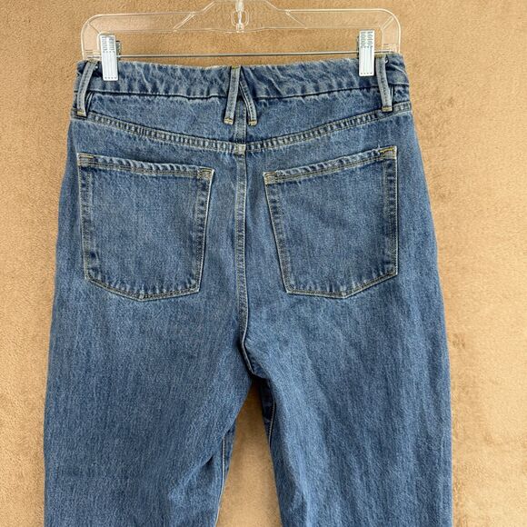 Good American Jeans Womens 6 Blue 941 Good Boy High Rise Straight Boot Slit 29" - Picture 10 of 16